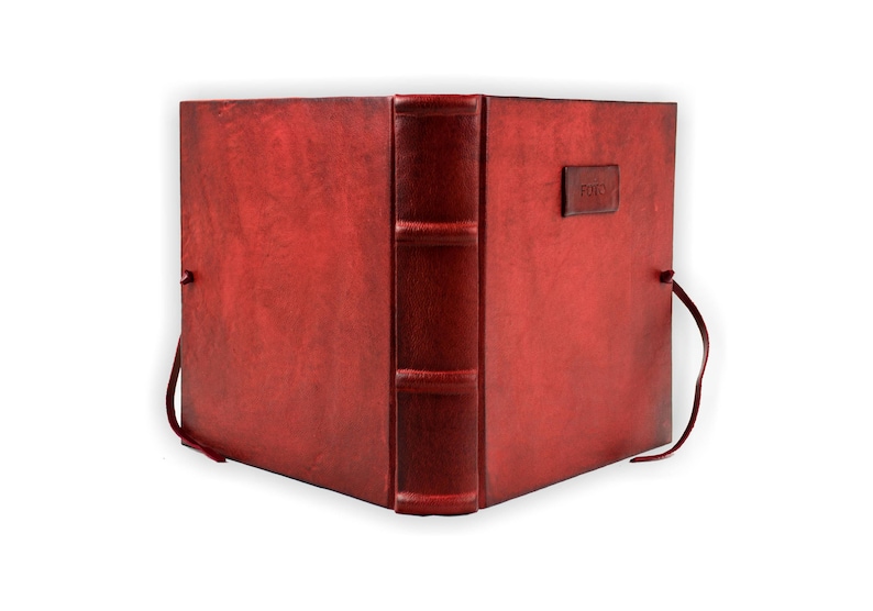 Hand Made in Italy by Legatoria Toscana H20xL20 Tuscan Handcrafted Photo Album Bound in Leather Red Leather Collection