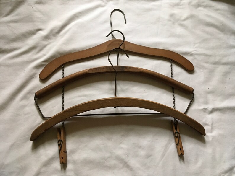Antique Wooden Clothes Hangers Unusual Coat Image 0