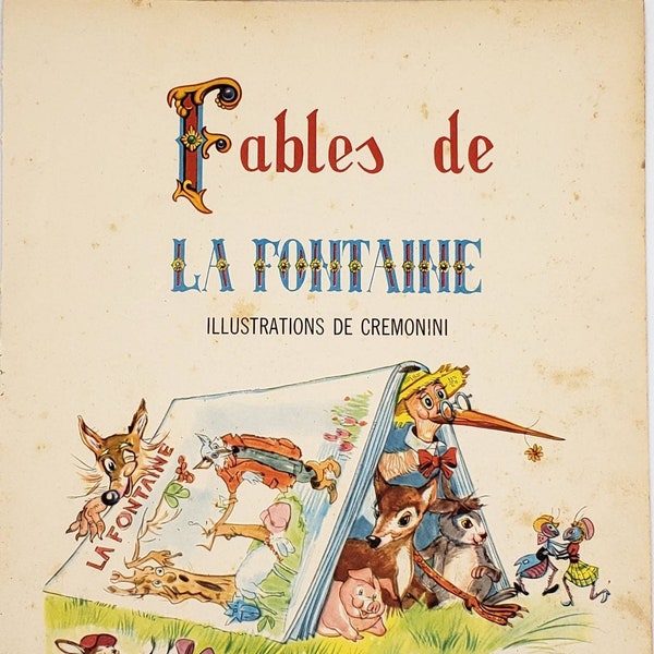 Original illustrations of La Fontaine's fables - Illustrator Cremonini - child's or baby's room decoration