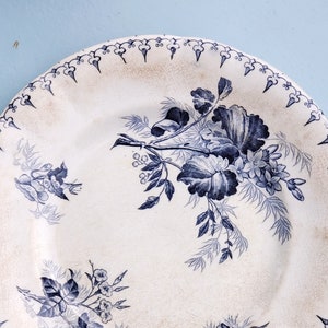Sarreguemines ironstone plate, flora model - diameter 21 cm