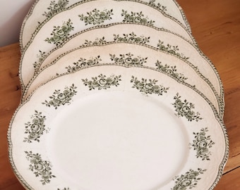 Assiette Badonviller F T modèle Richelieu - rare assiettes terre de fer - assiette ancienne aux motifs verts