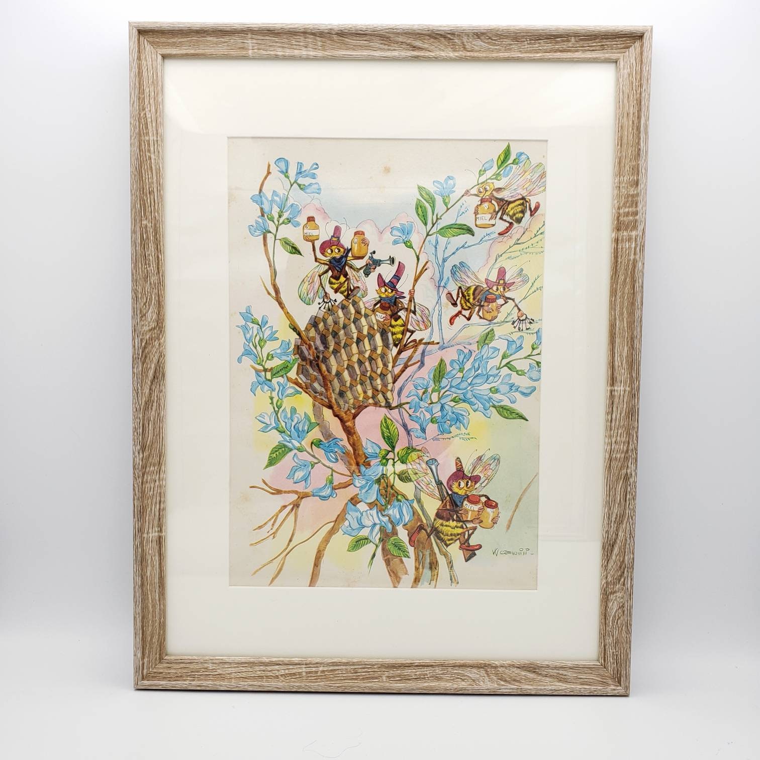 Illustration Originale Encadrée Des Fables de La Fontaine , Illustré Par Cremonini, Décoration Chamb