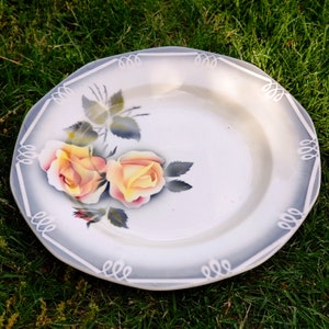 Digoin Sarreguemines ironstone platter. Large vintage ceramic plate. Odile model. Vintage tableware. Country decor.