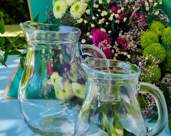 Clear glass pitchers - vintage tableware - interior decoration - antique decoration - flea market