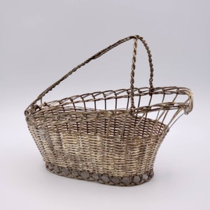 Silver metal bottle display, decorative basket for party table, bottle holder, French vintage, Valentine&#39;s Day gift