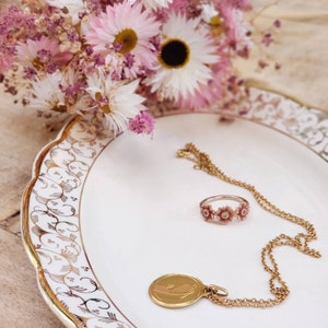 Small Villeroy & Boch cream and gold dish - antique porcelain empty pocket - oval dish