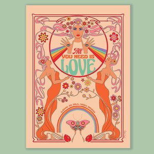 Carte "All you need is love" - Version beige - Format 13x18cm