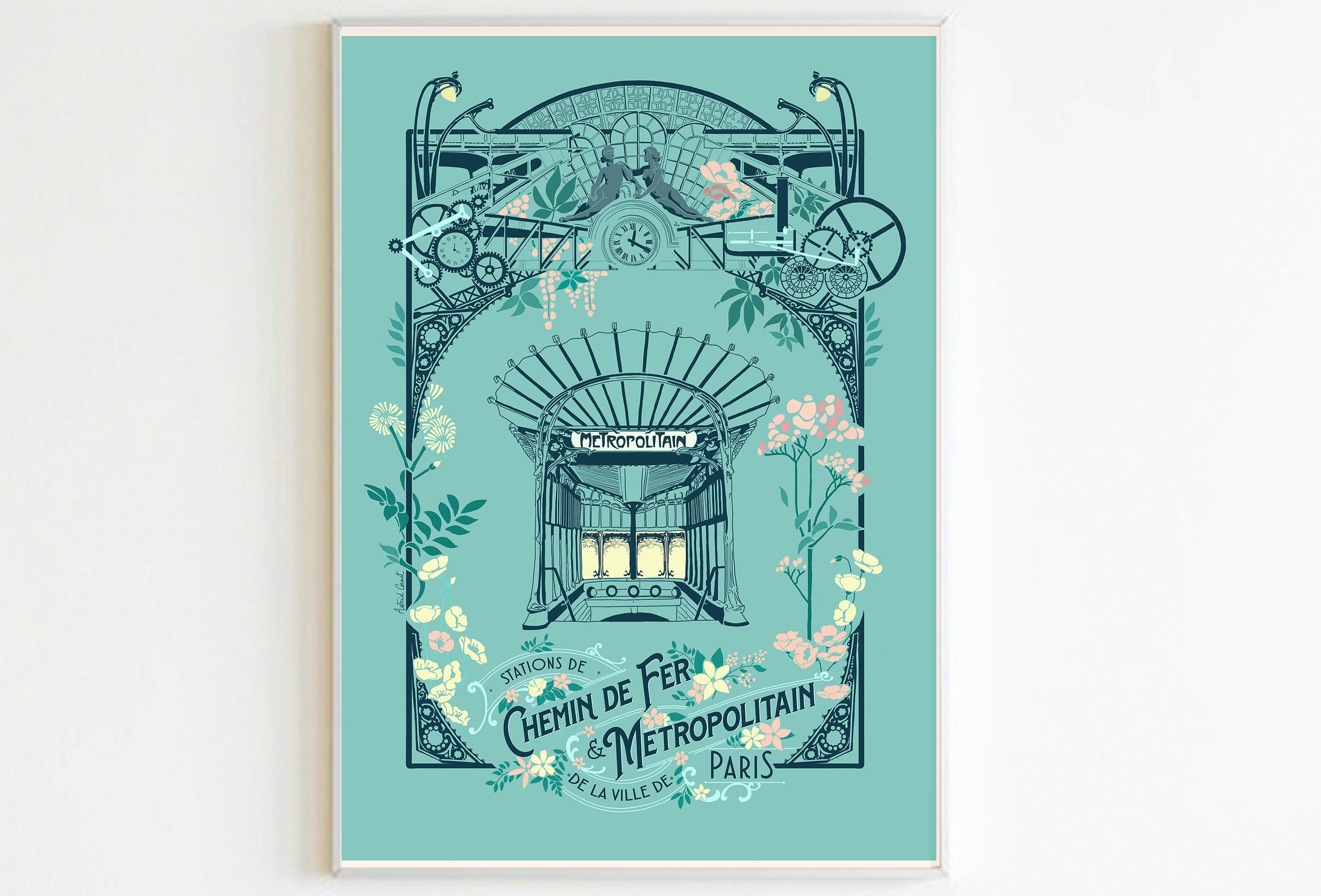 Affiche A4 Paris Chemin de Fer et Métropolitain Version Claire