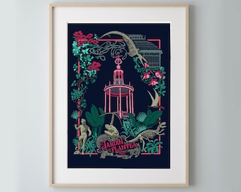 Affiche "Le Jardin des Plantes de Paris" - Version foncée - Format 50x70cm