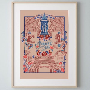 Cartaz "Os Monumentos de Paris" - formato A3 - versão transparente imagem 2
