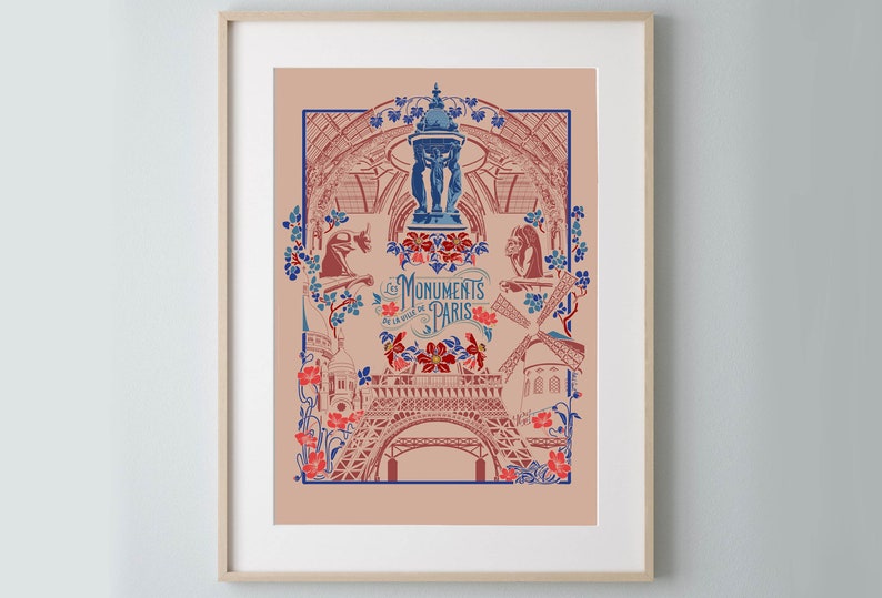 Cartaz "Os Monumentos de Paris" - formato A3 - versão transparente imagem 2