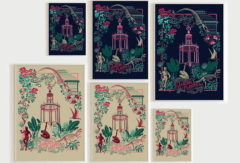 Cartaz "Le Jardin des Plantes de Paris" - formato A3 - versão escura imagem 4