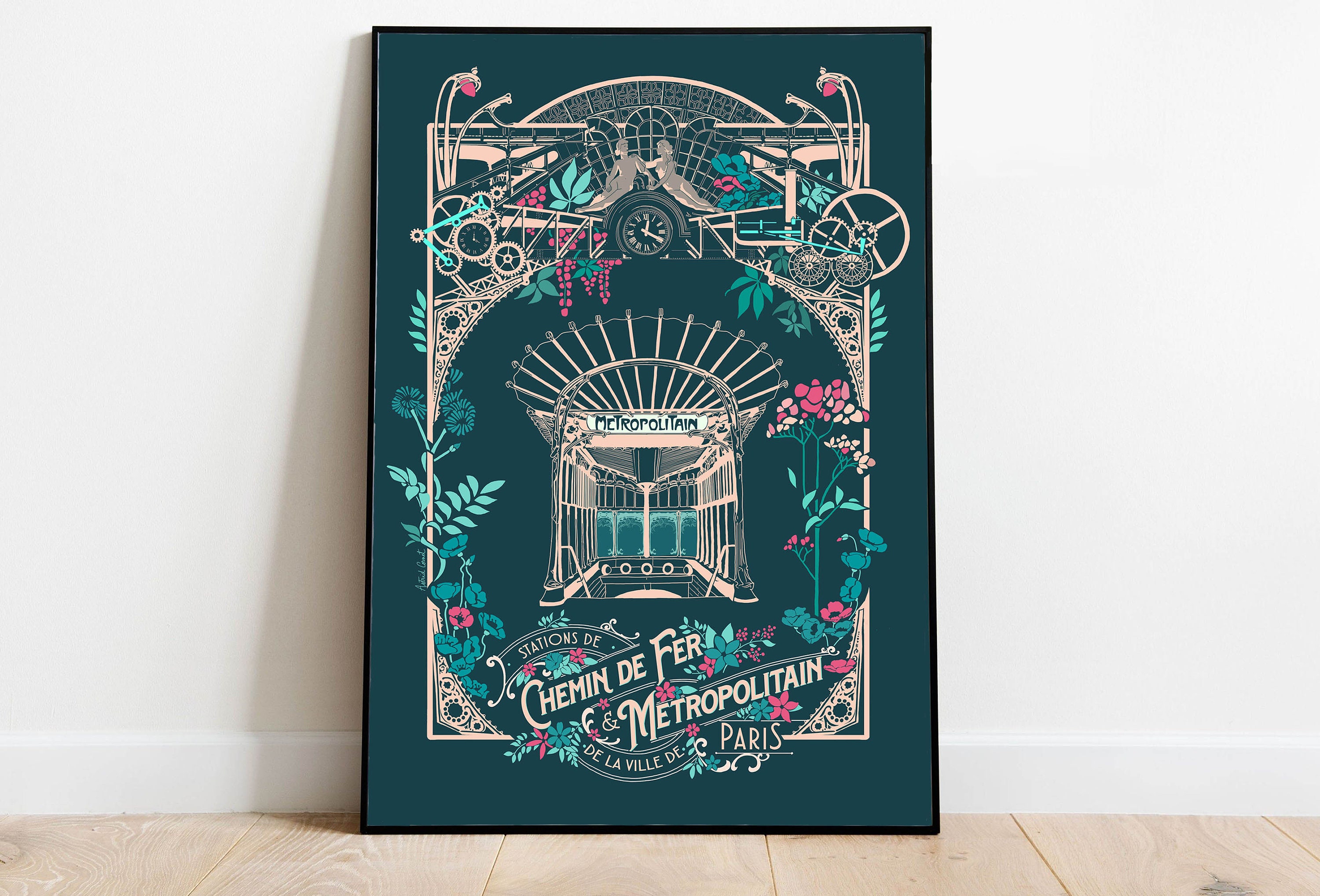 Affiche A3 Paris Chemin de Fer et Métropolitain Version Foncée