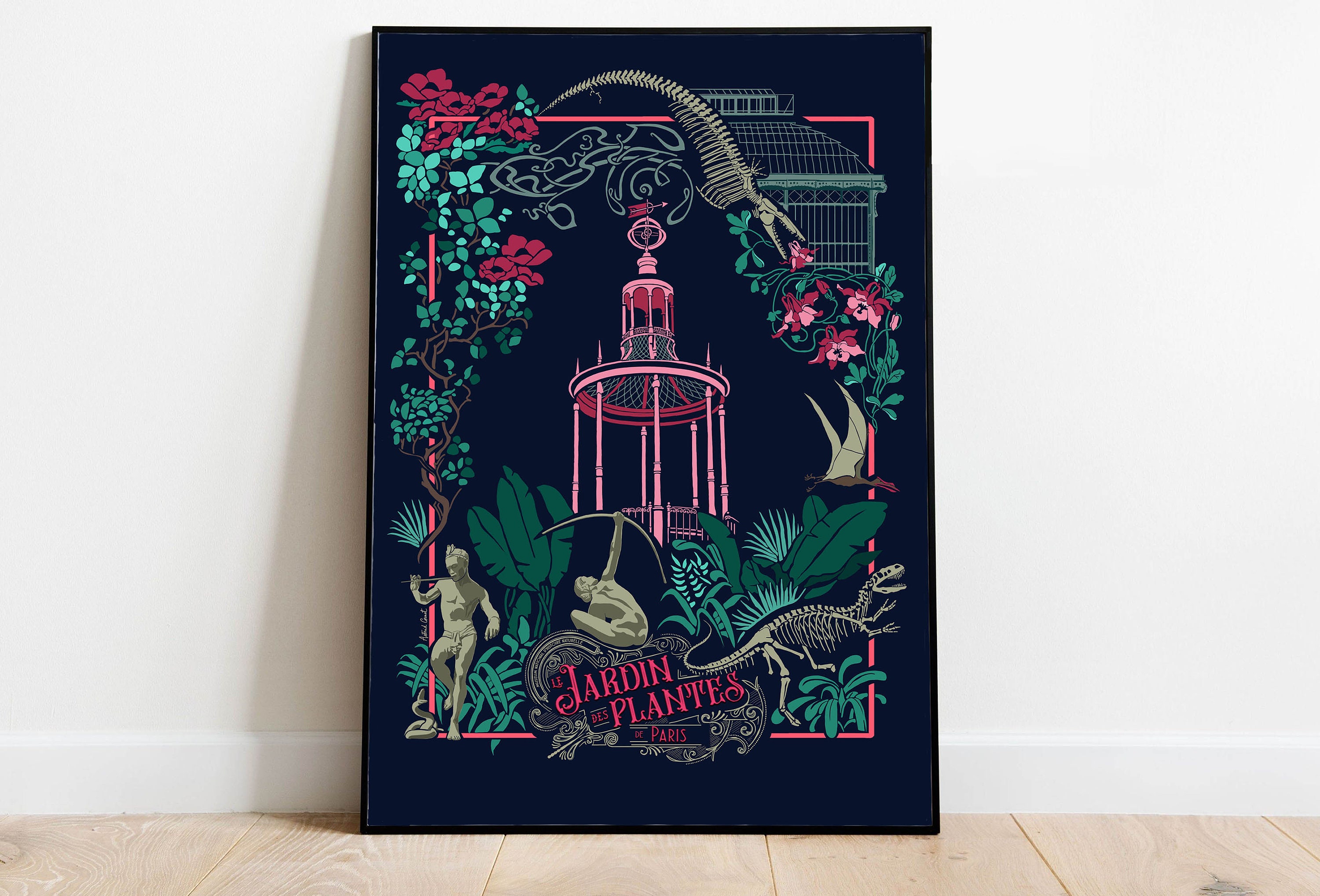 Affiche A3 Paris Le Jardin Des Plantes Version Foncée