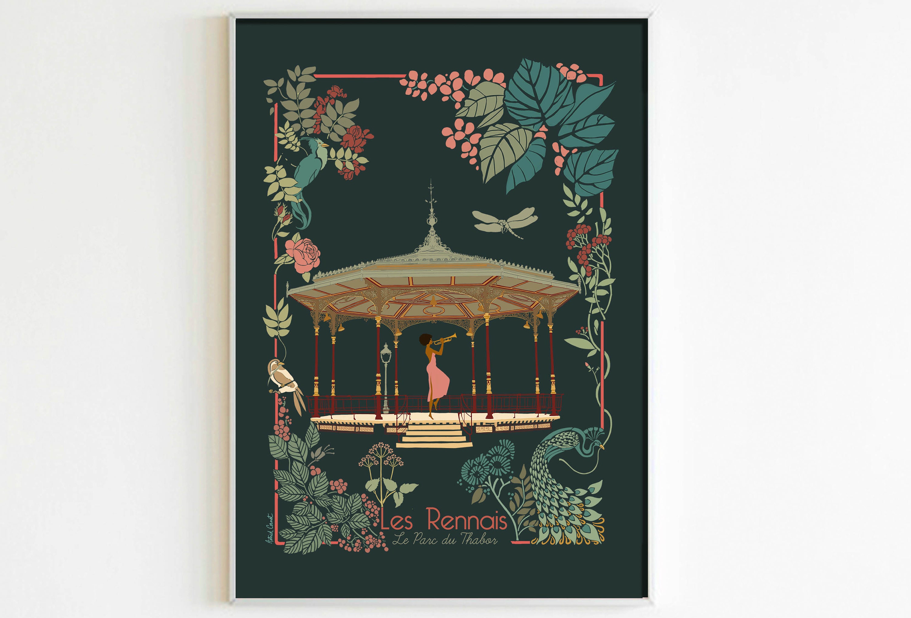 Affiche A4 Rennes Le Kiosque Du Thabor Version Foncée
