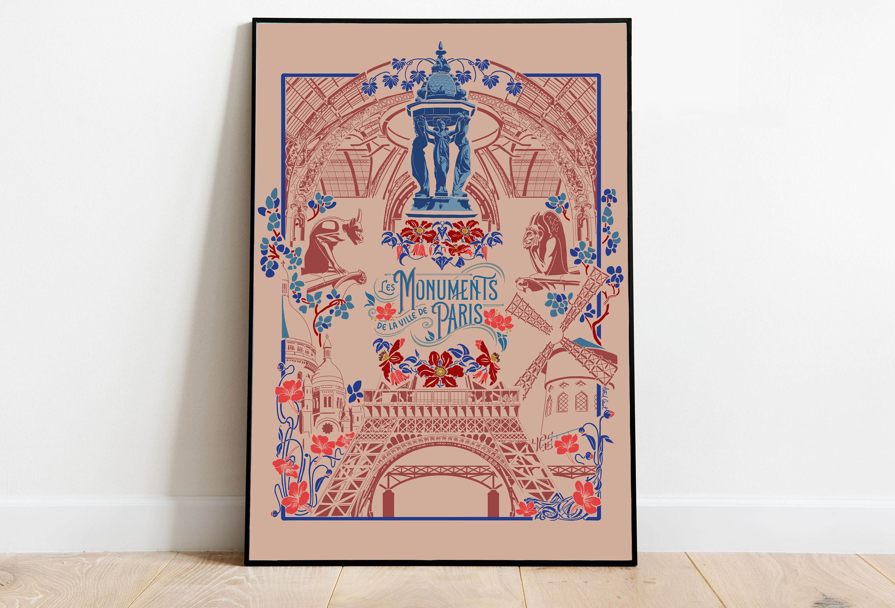 Affiche A3 Paris Les Monuments de Paris Version Claire