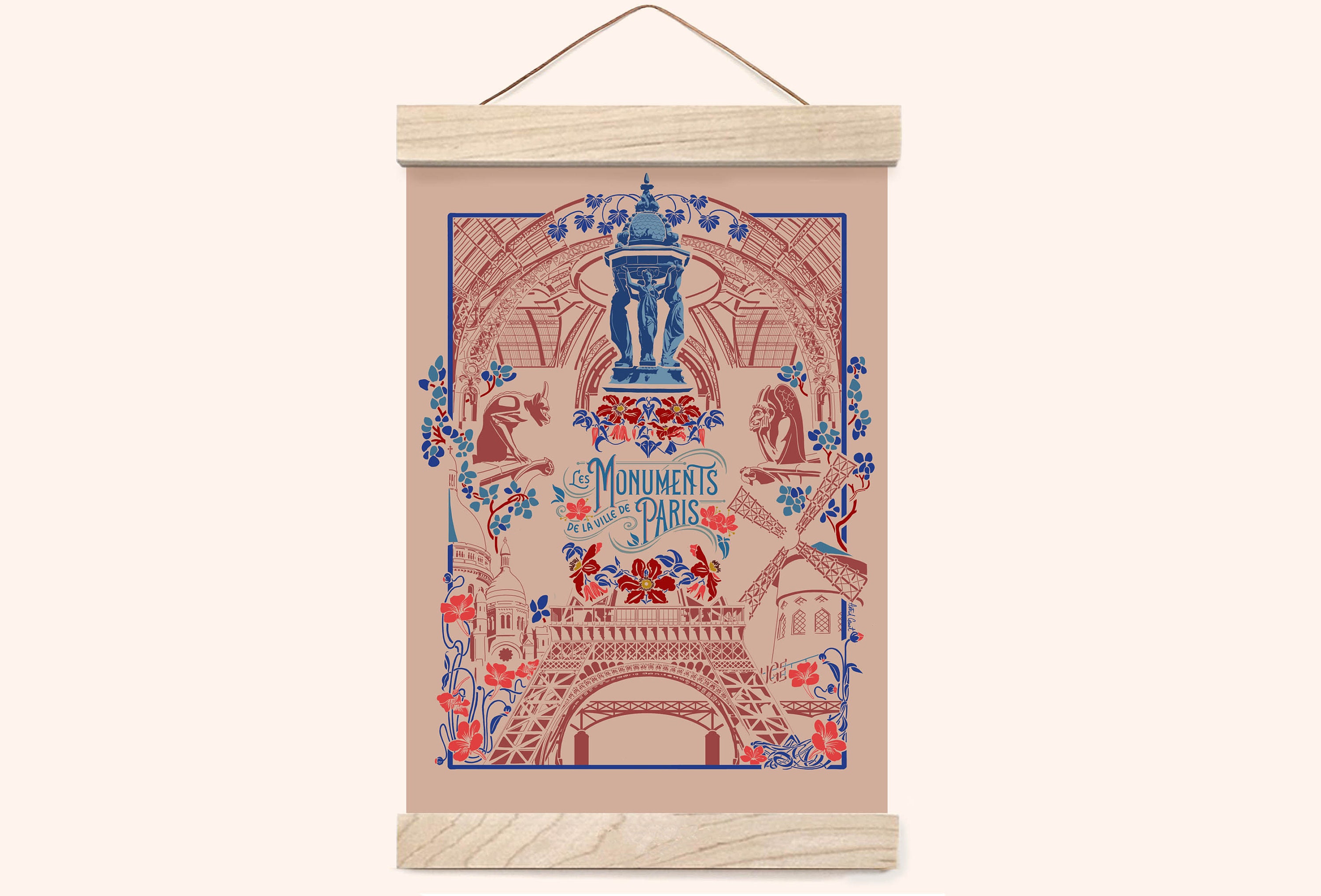 Grande Carte Les Monuments de Paris Version Claire