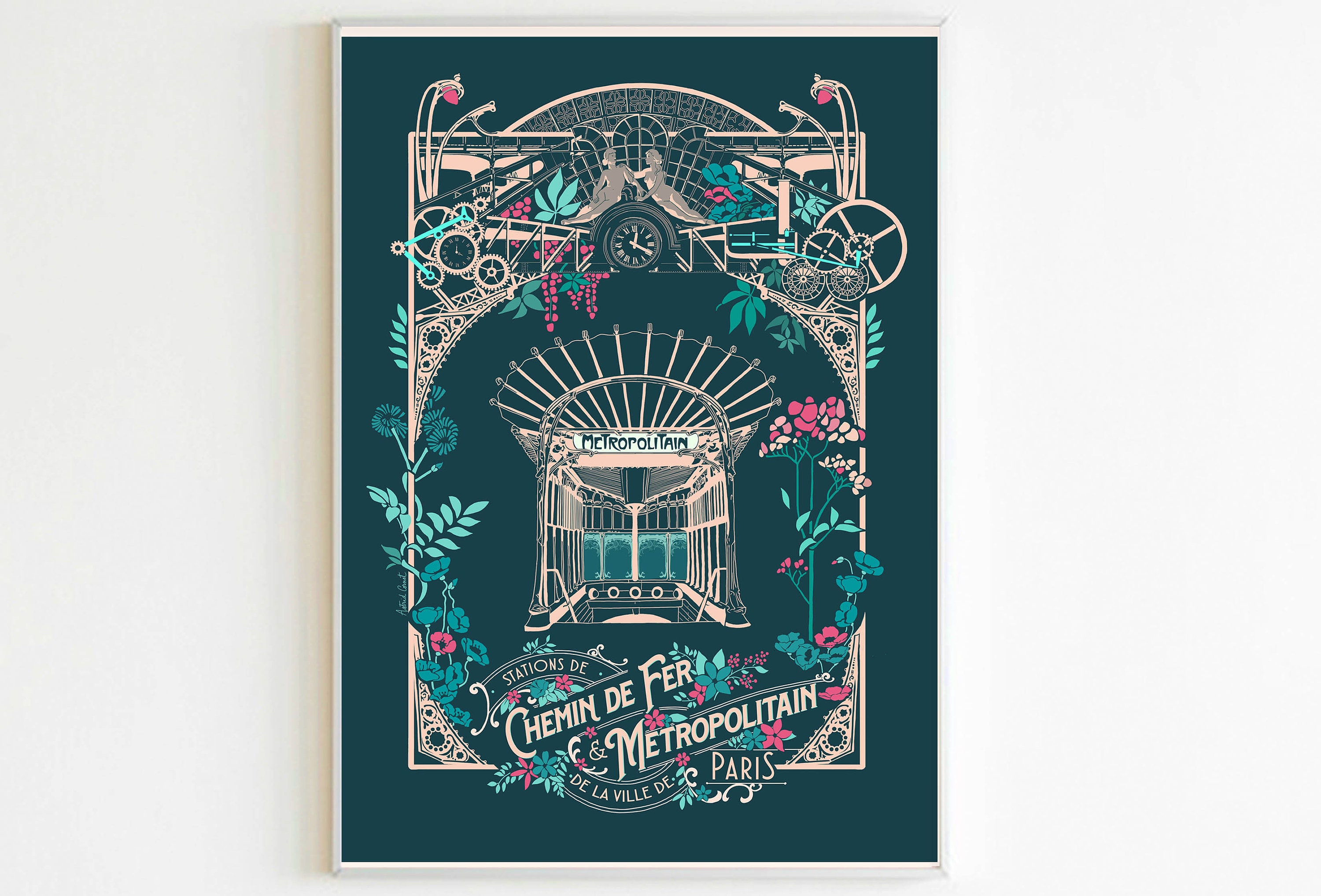 Affiche A4 Paris Chemin de Fer et Métropolitain Version Foncée