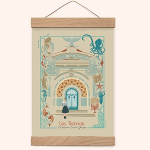 Grande Carte "La piscine Saint Georges /les Rennais" - Version claire - Format 13x18cm