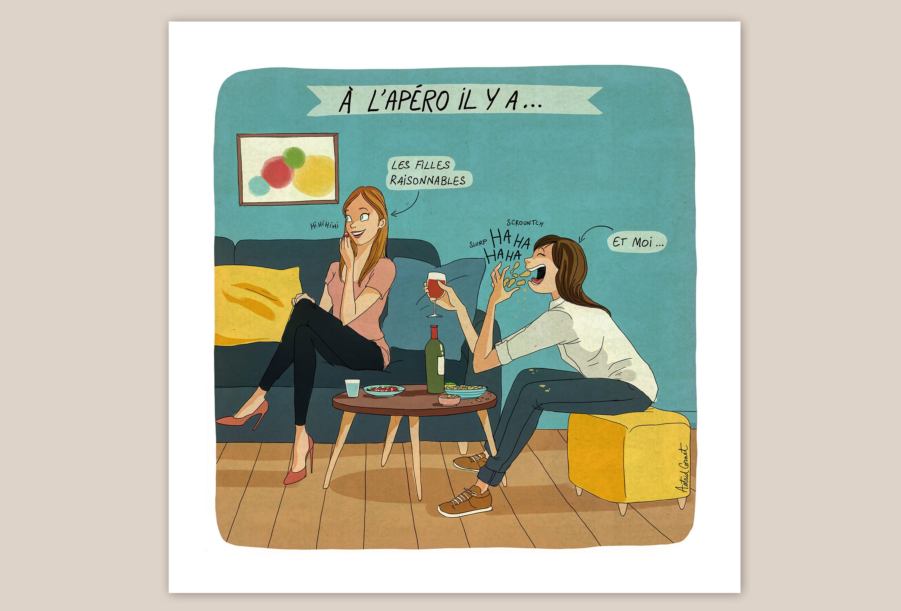 Illustration /Carte 15x15cm A L'apéro Il Y A