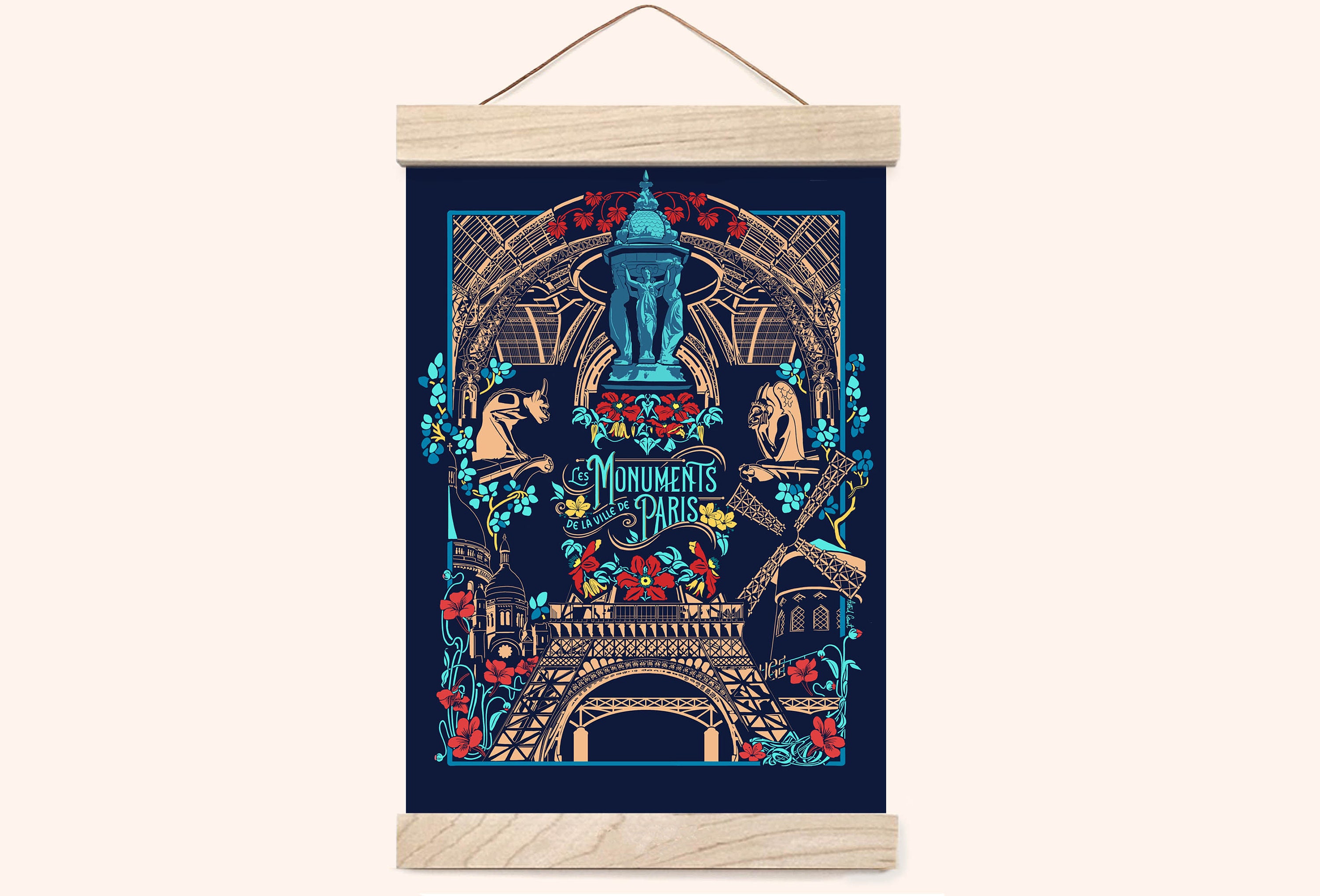 Grande Carte Les Monuments de Paris Version Foncée