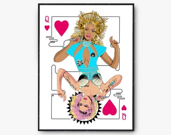 Affiche "Queen of POP"/ Beyonce et Madonna - Format 30x40cm