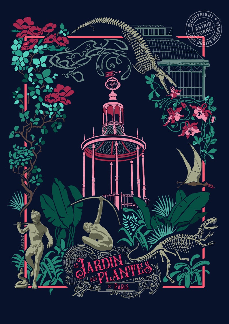 Cartaz "Le Jardin des Plantes de Paris" - formato A3 - versão escura imagem 2
