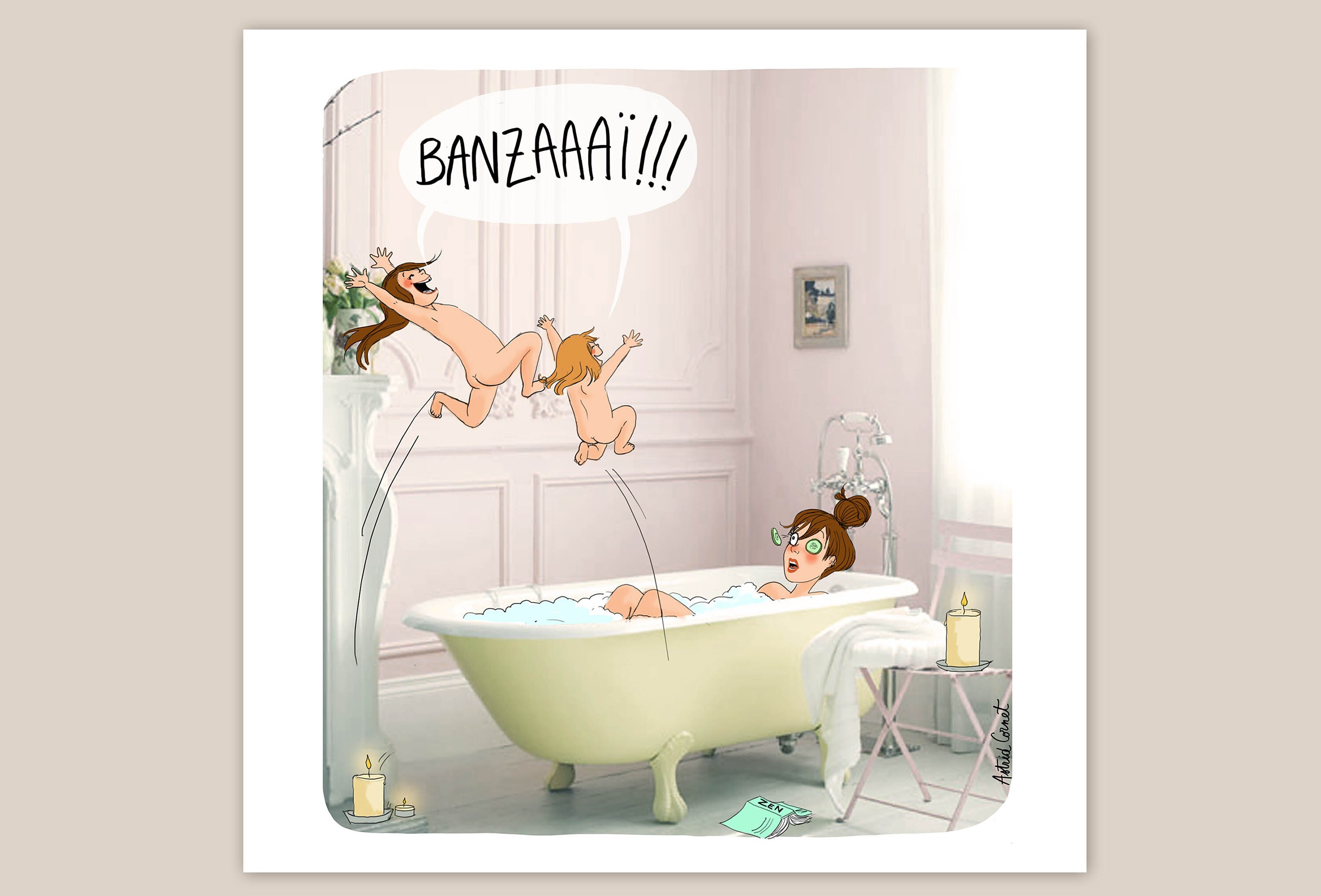 Illustration /Carte 15x15cm Le Bain