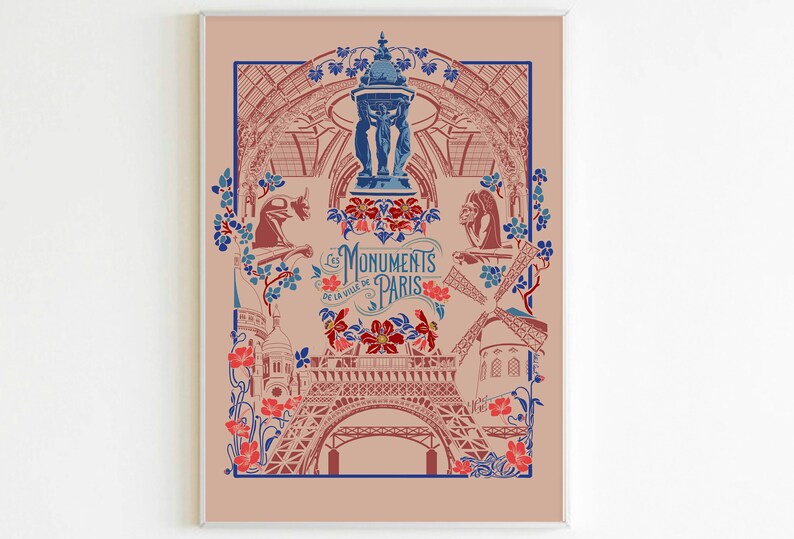 Cartaz "Os Monumentos de Paris" - formato A3 - versão transparente imagem 3