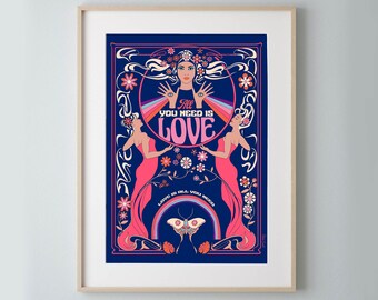 Affiche "All you need is love" - Format A3 - Version bleue