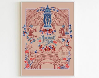 Cartaz "Os Monumentos de Paris" - Versão transparente - formato A4