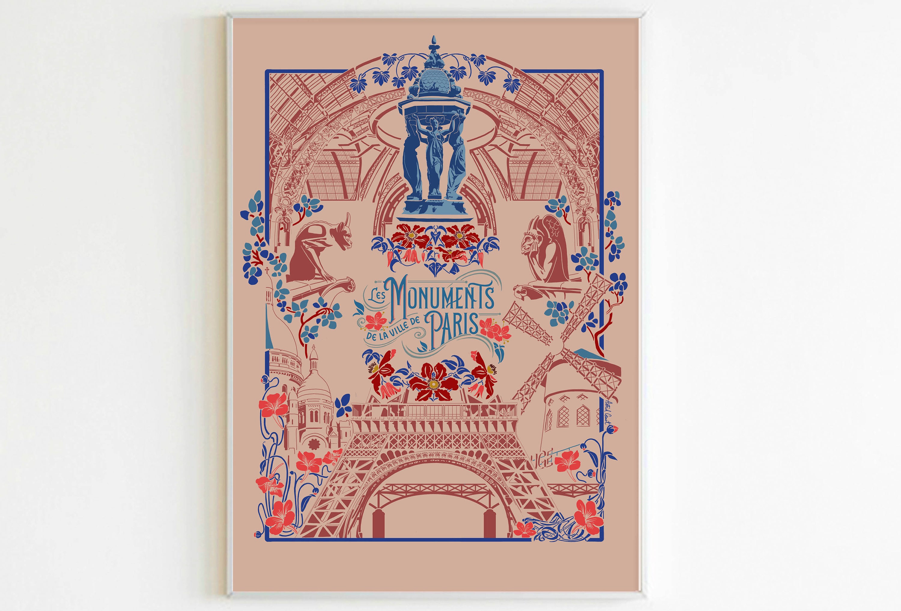 Affiche A4 Paris Les Monuments de Paris Version Claire