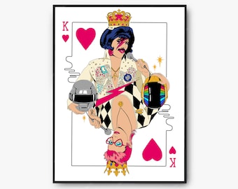 Affiche "Kings of POP"/ Freddie Mercury et David Bowie - 30x40cm