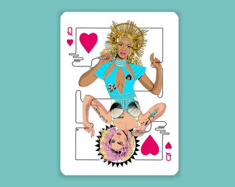 Carte "Queen of POP"/ Beyonce et Madonna - Format 13x18cm