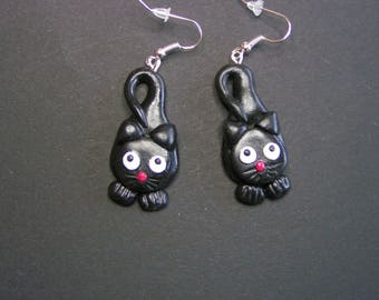 Black Cat polymer clay earrings