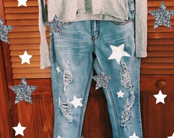 Star jeans | Etsy