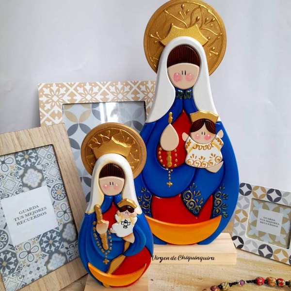 Estatuilla Nuestra Señora De Chiquinquira Virgen Patrona de Colombia Venezuela Maracaibo icono Venezolano producto decoración  religioso