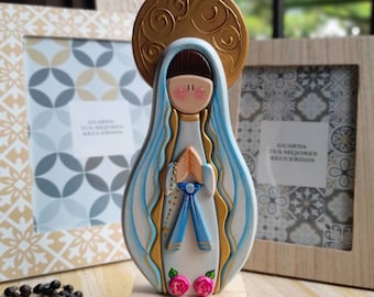 Statue of Our Lady of holy Lourdes, religious gift, catholic home decor, christian icons, virgin mary figurine, carved religious images.