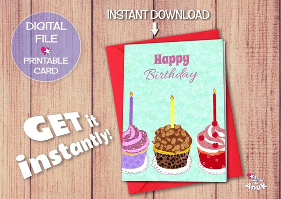 Happy Birthday Card Best Friend Gift Muffin Card Cake Card Etsy