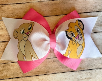 Disney’s Lion King hand painted hair bow, Nala and Simba as Cubs, Disney hair bow, Handpainted hair bows, hand painted hair bow