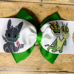 How to Train your Dragon baby Toothless and Barf/Belch hand painted hair bow, HTTYD, Toothless, Barf and Belch, Dragons hair bow, Zippleback