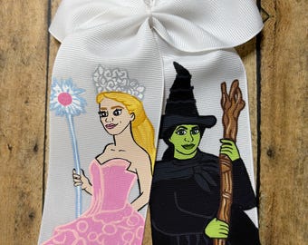 Hand-Painted Wicked Musical Hair Bow smaller size: Glinda & Elphaba