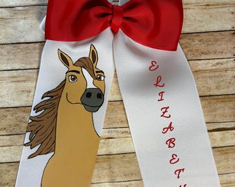 Spirit Riding Free inspired hand painted hair bow, Spirit, Lucky hair bows, Spirit hair bow, personalized Handpainted hairbow, Horse, Pony,