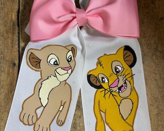 Disney’s Lion King hand painted hair bow, Nala and Simba, Disney hair bow, Handpainted hair bows, Disney, Lion King, Simba