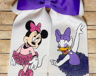 Minnie Mouse Dance Ballerina Hand painted hair bow, Personalization Minnie hair bows, Disney Inspired hair bows, Dance, Ballerina