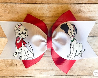 Disney Inspired 101 Dalmatians hair bow, Hand painted hair bow, 101 Dalmatians, handpainted hair bow, dog, puppies, clip, Disney, cosplay