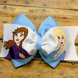 Disney Frozen 2 Elsa and Anna hand-painted hair bow, Elsa, Anna, Frozen hair bows, handpainted hairbow, Elsa, Frozen, Frozen 2