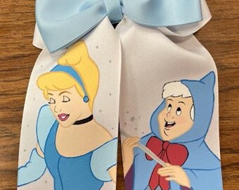 Cinderella hand painted hair bow, Disney Cinderella Hair bow, Fairy Godmother, Cinderella hair bow, hand painted hair bow