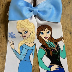 Disney Frozen  Elsa and Anna hand-painted hair bow, Frozen  hair bows, handpainted hairbow, Elsa, Anna, Sisters, Frozen 2
