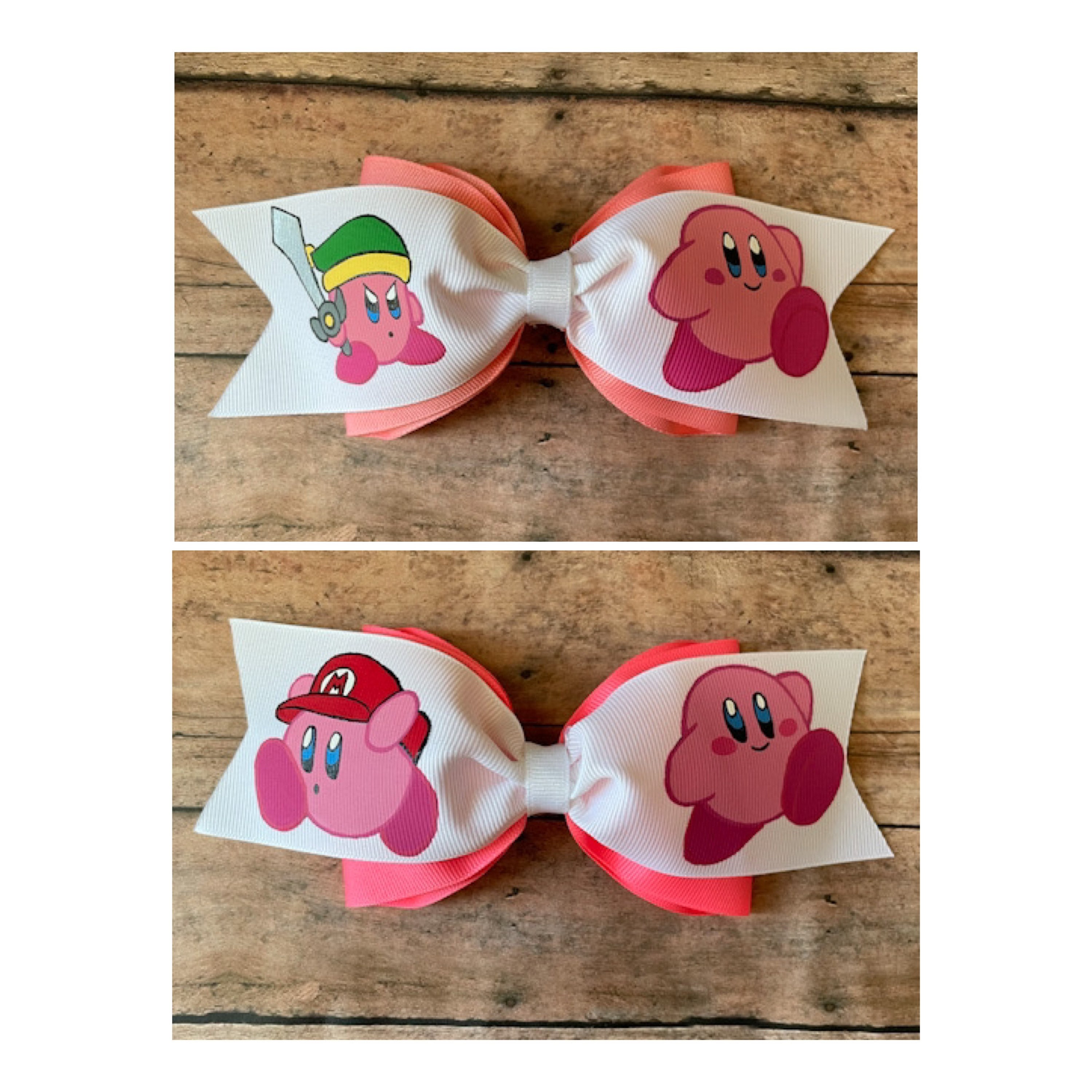 Kirby Inspired Hand Painted Hair Clip, Kirby, Kirby Link, Kirby